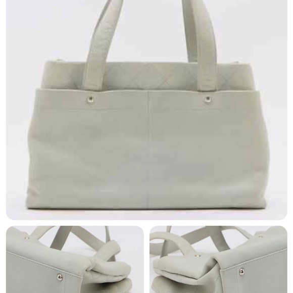 Chanel Coco Mark Caviar Skin Tote Bag Gray/Silver with silver hardware - Picture 8 of 15